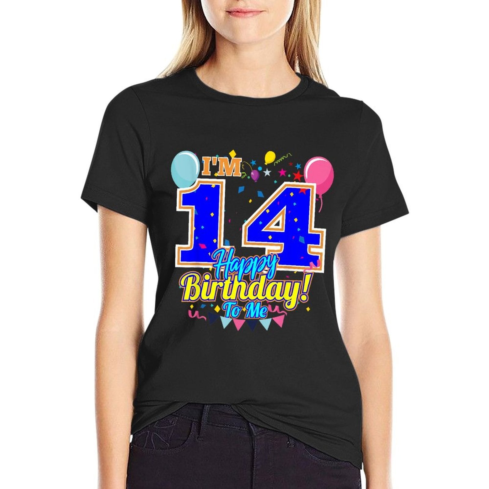 I'm 14 Years Old Happy Birthday to Me 14th Birthday  Rolled Sleeves T-Shirt