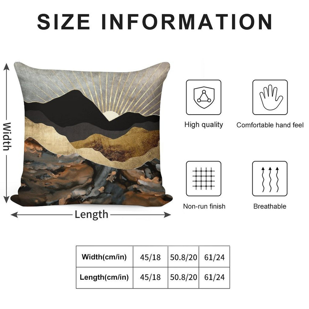 Copper And Gold Mountains Soft Decorative Cover Throw Pillow
