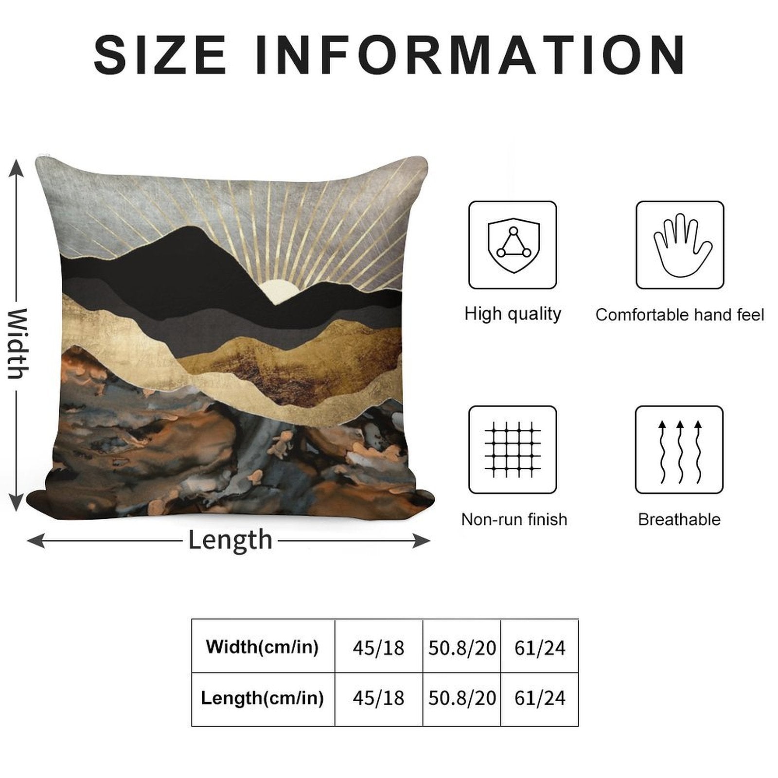Copper And Gold Mountains Soft Decorative Cover Throw Pillow