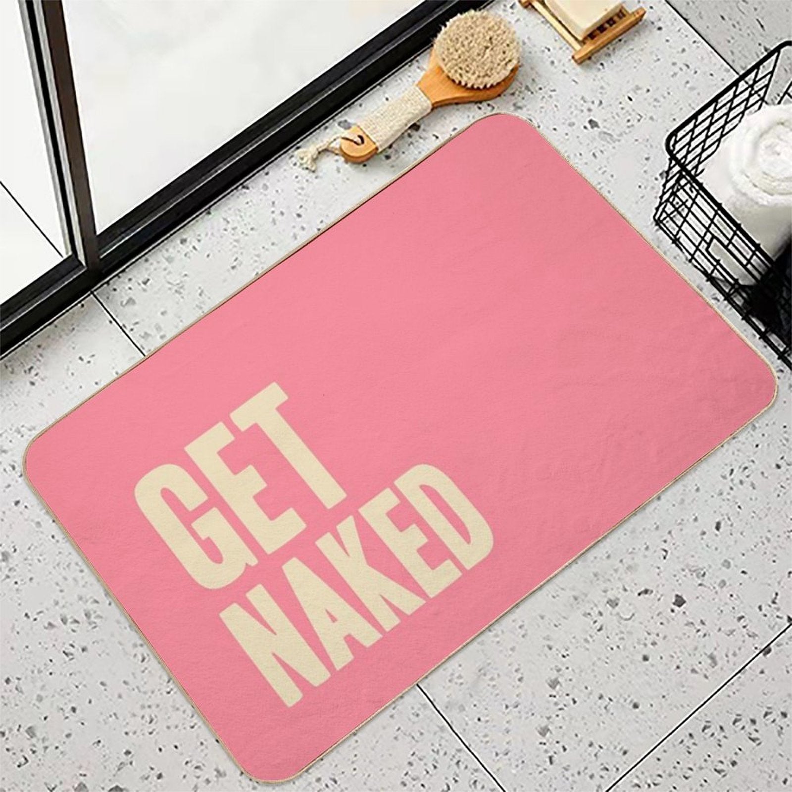 Get Naked - Pink And Peach Durable Bath Mat