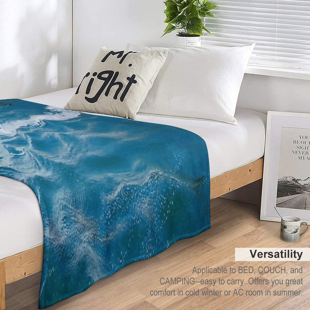Healing Waters from Blue Ocean Waves And Ripples Shrink-resistant Throw Blanket