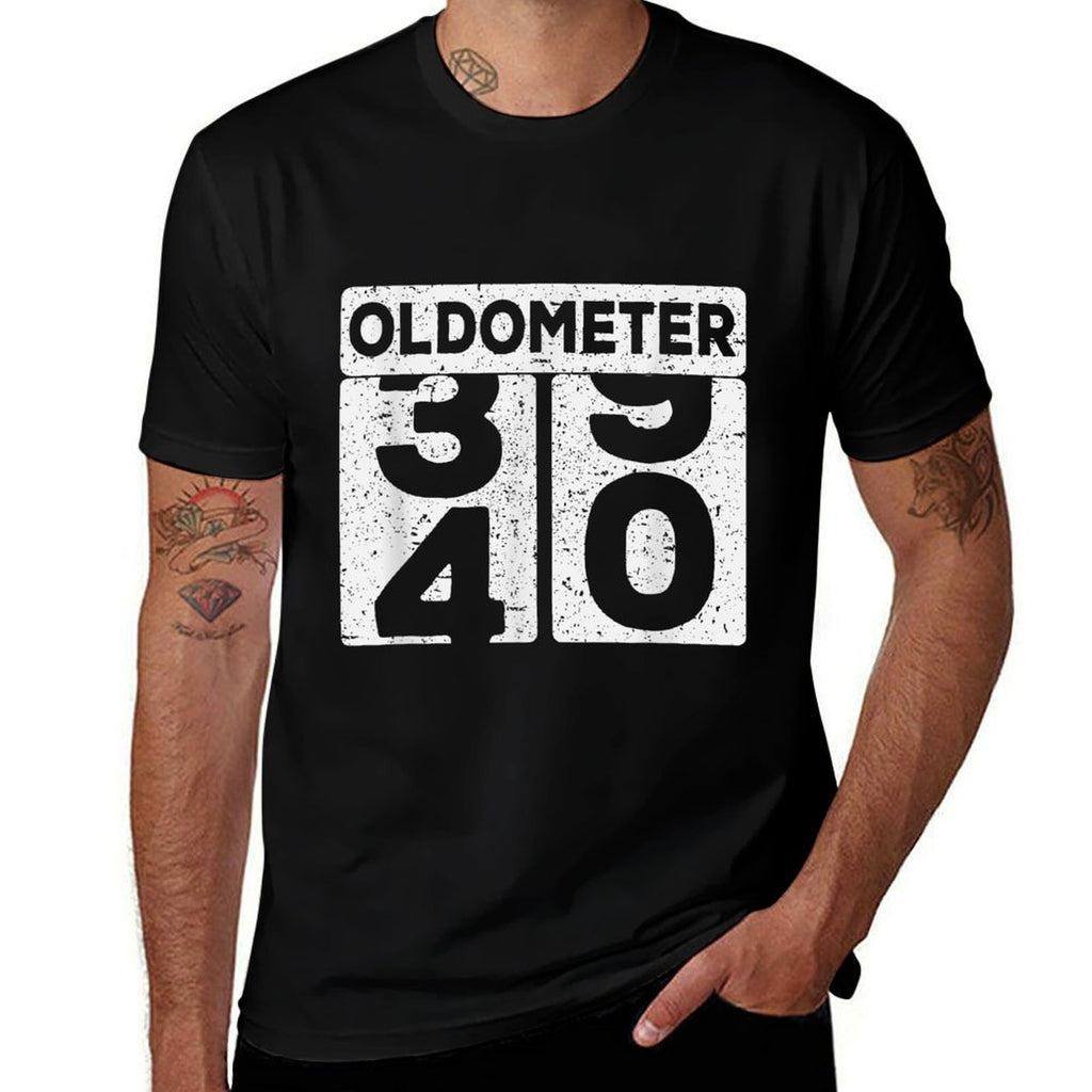 Oldometer 39 40 Funny Happy 40th Birthday Gift Men Women  High-quality Stitching T-Shirt