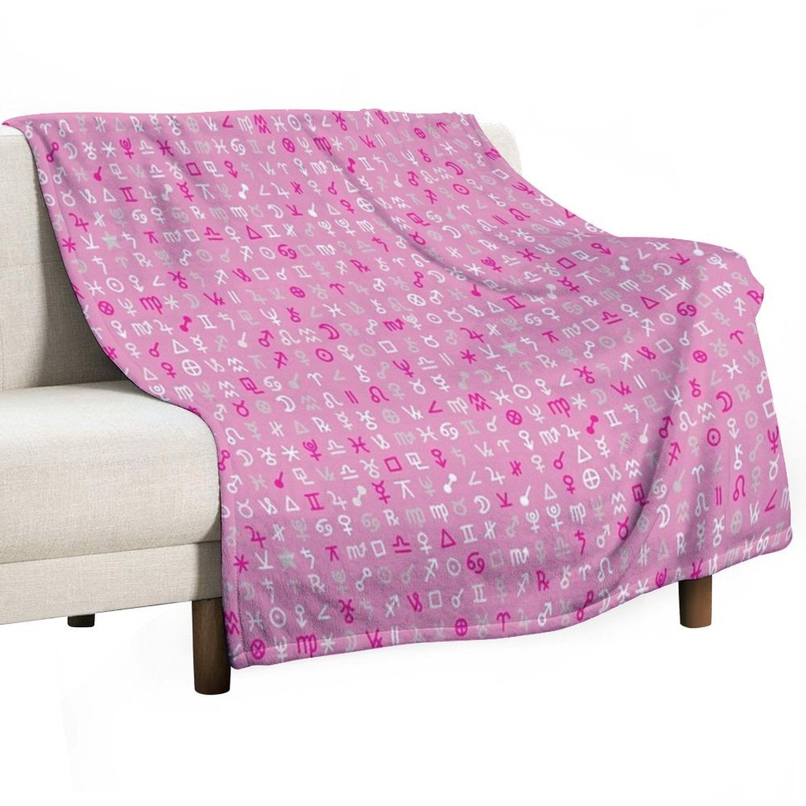 Astrology Symbols And Signs Pink Pattern Wrinkle-free Throw Blanket