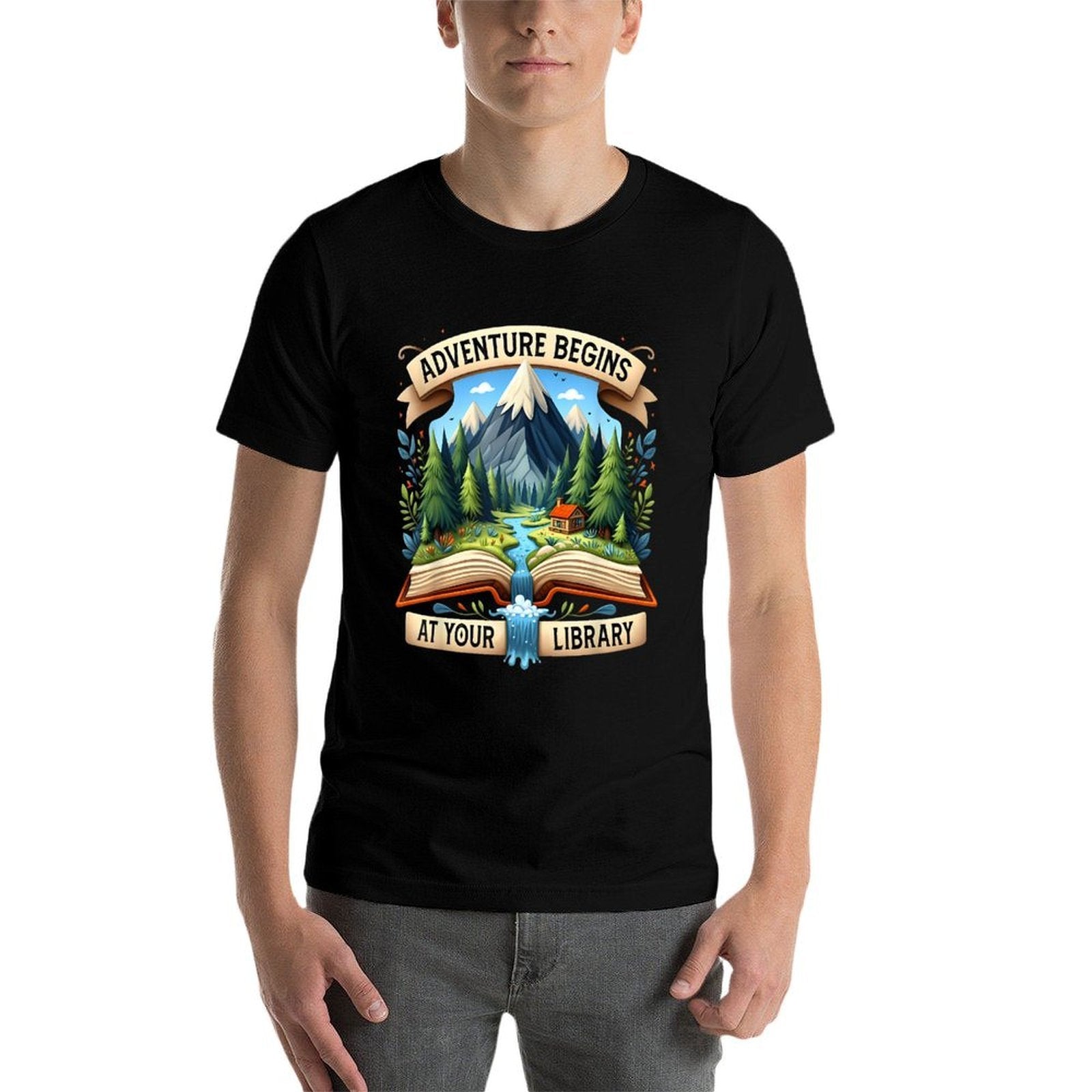 Adventure Begins At Your Library Book Lover Adventure Books  Moisture-wicking T-Shirt
