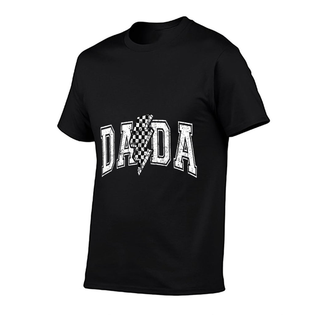 Dada Lightning Checkered Fathers Day Dad Grandpa  Polyester Blend T-Shirt