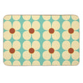 Retro Land Flower Power Blue And Cream  Easy To Clean Bath Mat