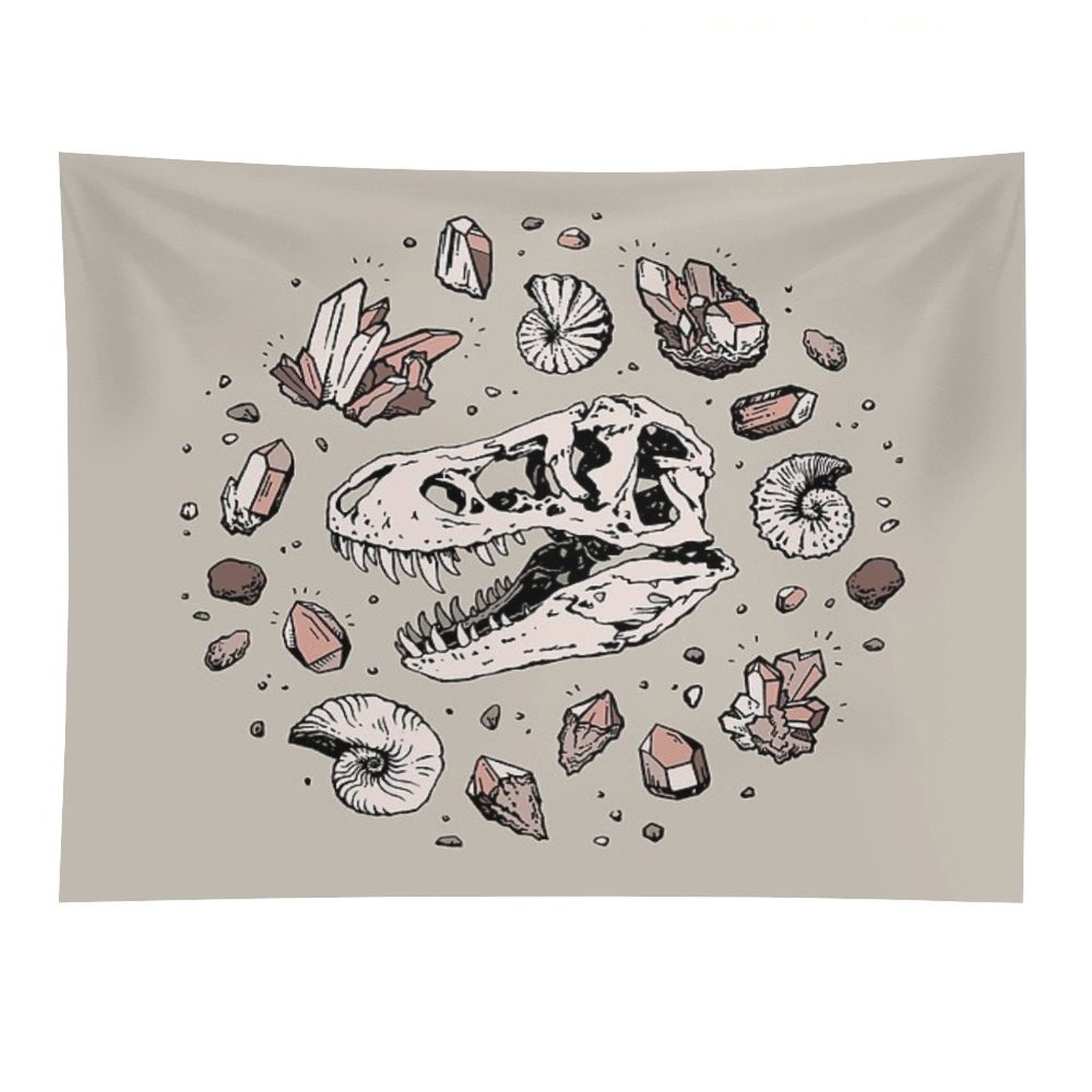 Geo-rex Vortex  Rose Quartz  Dinosaur Skull Fossil Art Tapestry