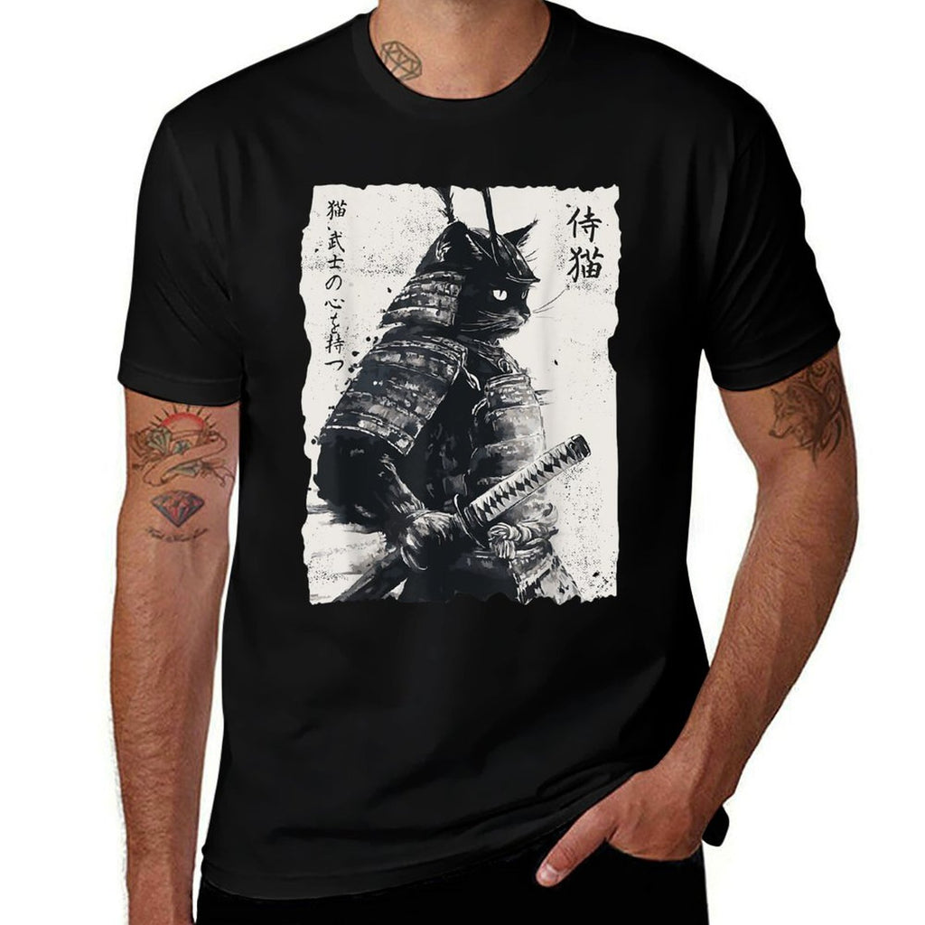 Samurai Cat, Vintage Japanese Warrior Art, Men, Women  Quick-drying T-Shirt