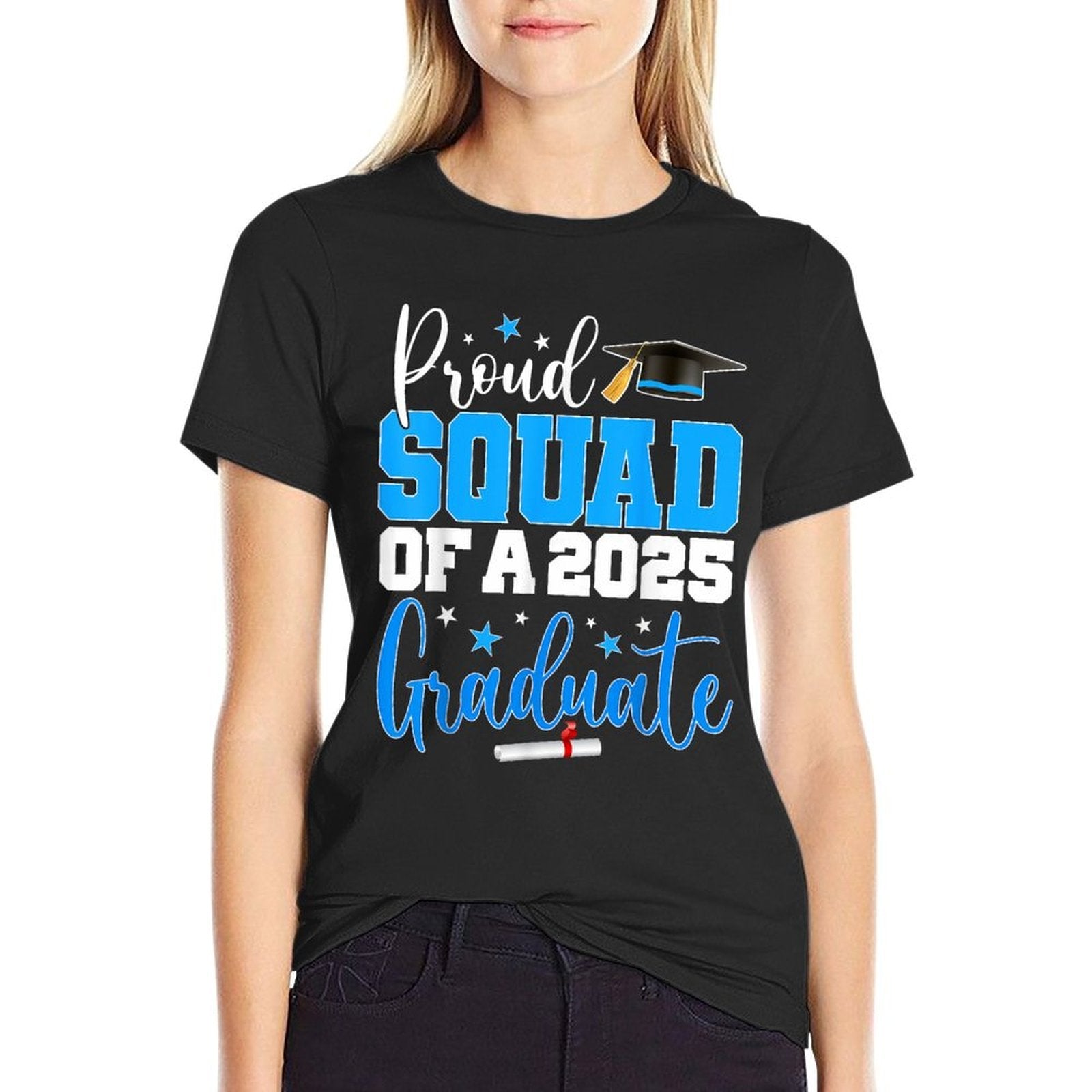 Squad Senior 2025 Proud Squad Of A Class Of 2025 Graduate  Oversized Silhouette T-Shirt