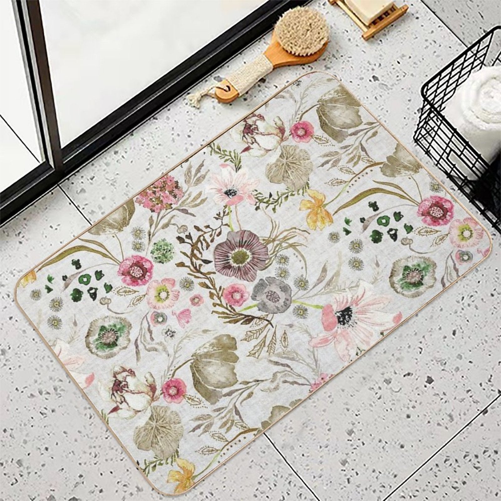 Atlantis Floral (golden)  Long-Lasting Bath Mat