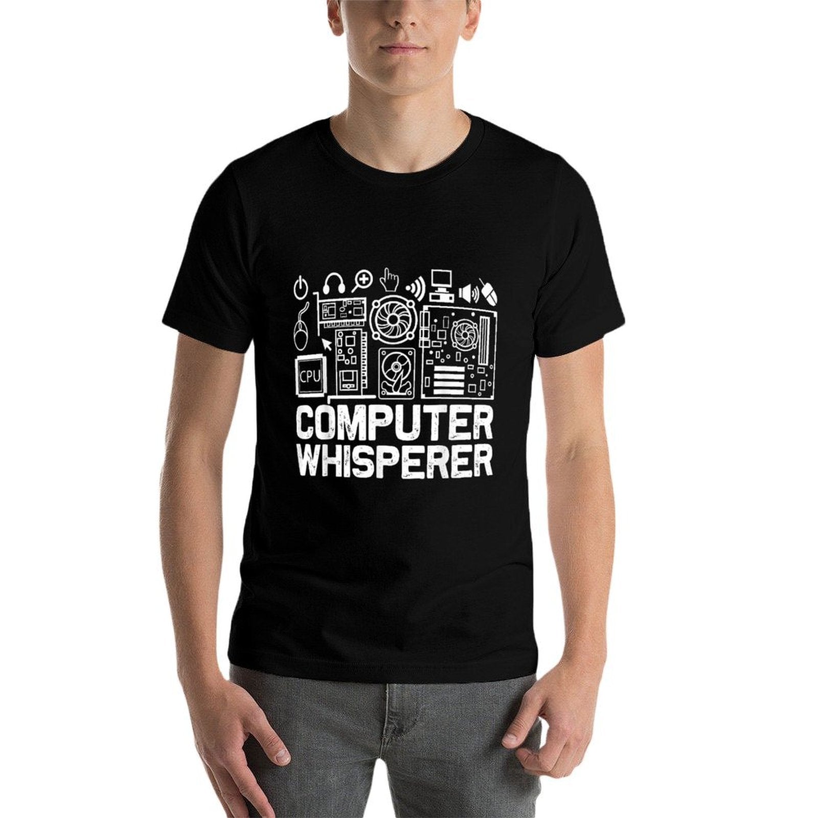 Awesome Gaming Gifts Apparel And Accessories Unisex-Kids And Adults Black Modern Casual Gaming Computer Whisperer  Odor-resistant T-Shirt