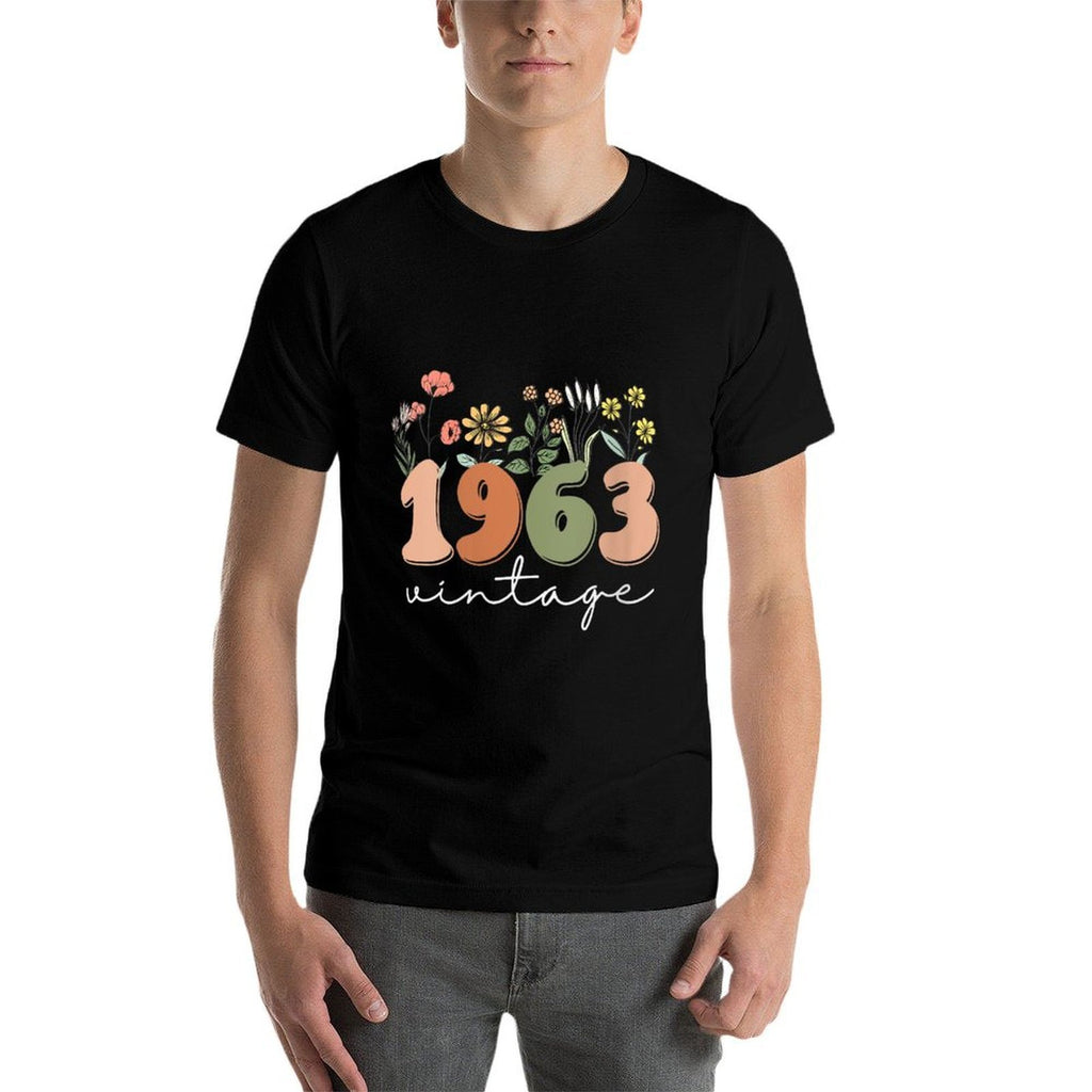 Womens 60 Years Old Vintage 1963 60th Birthday Wildflower Women  Polyester Blend T-Shirt
