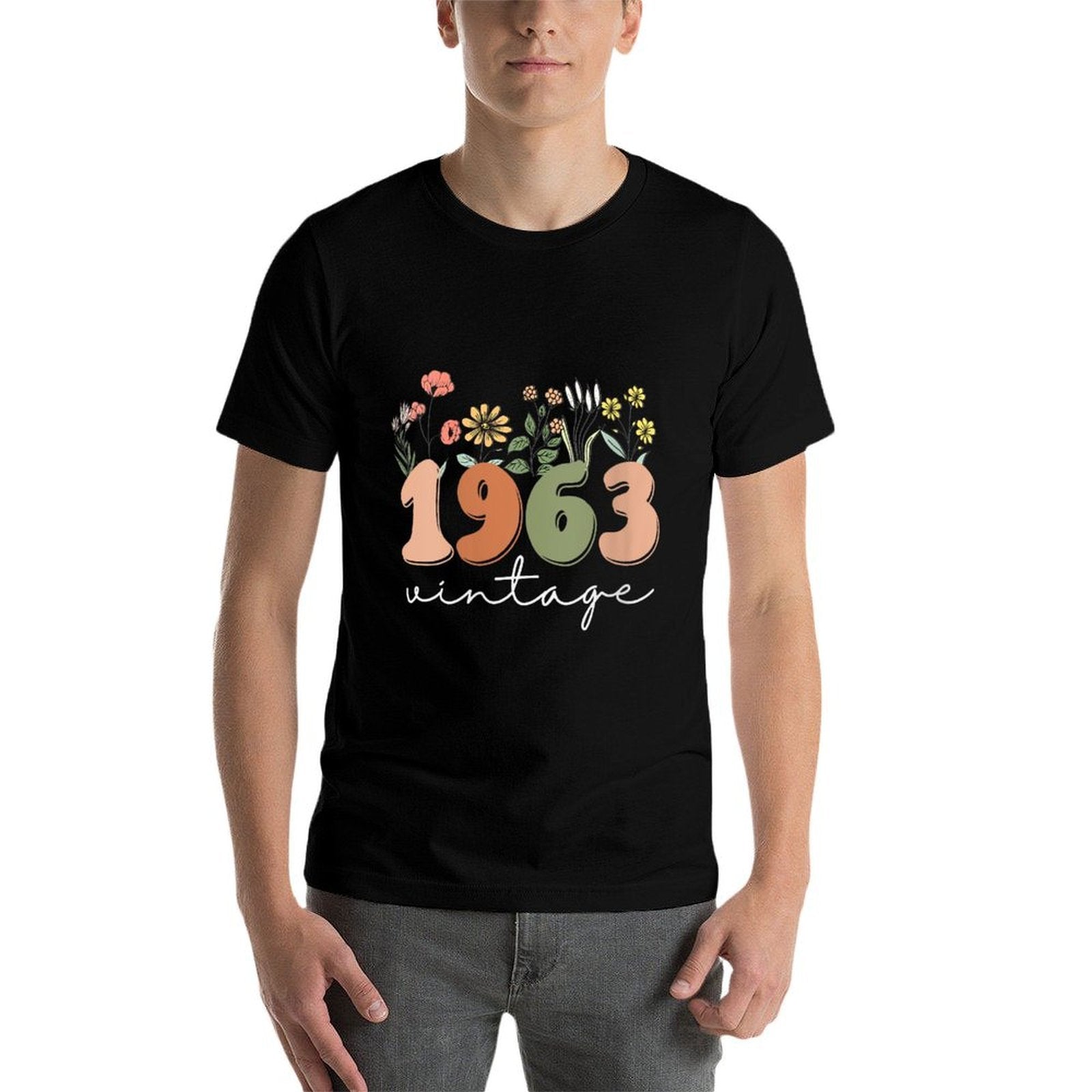 Womens 60 Years Old Vintage 1963 60th Birthday Wildflower Women  Polyester Blend T-Shirt