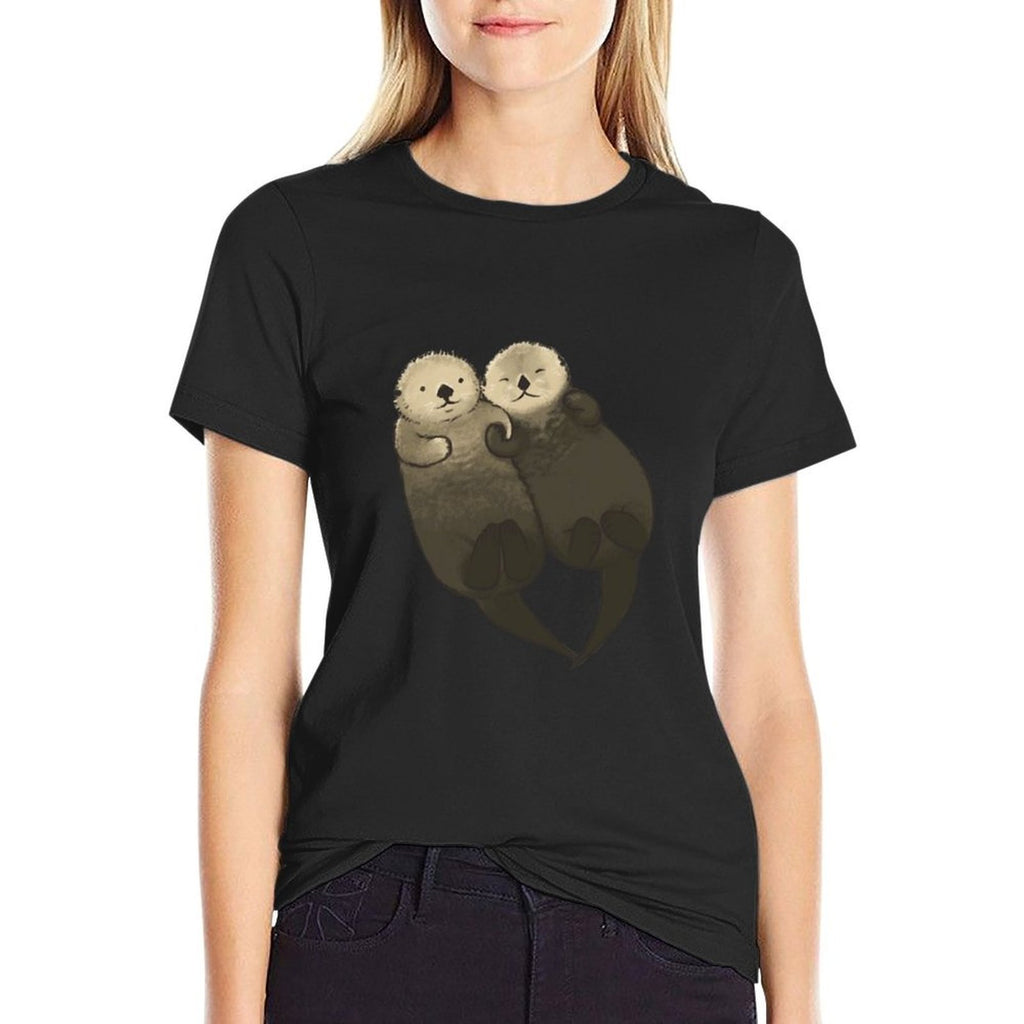 Significant Otters - Otters Holding Hands  Fade-proof Color T-Shirt