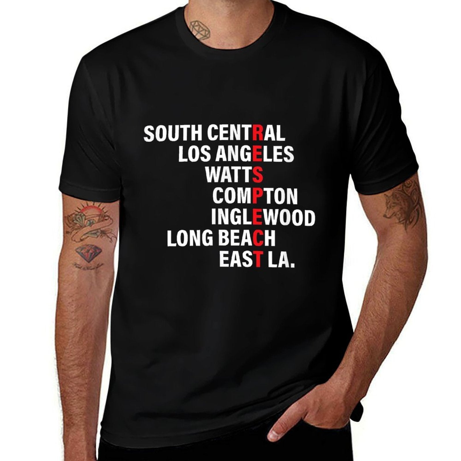 West Side RESPECT Los Angeles Watts Compton Long Beach  Summer-ready Fabric T-Shirt