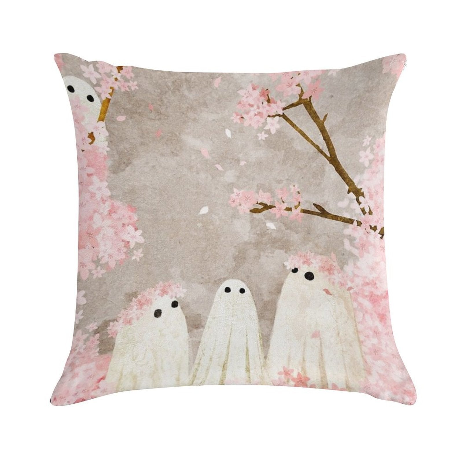 Cherry Blossom Party Soft Short Plush Fabric Throw Pillow