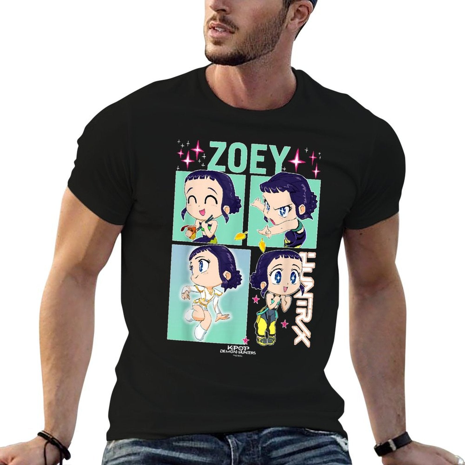KPop Demon Hunters Zoey Officially Licensed  Ribbed Collar T-Shirt