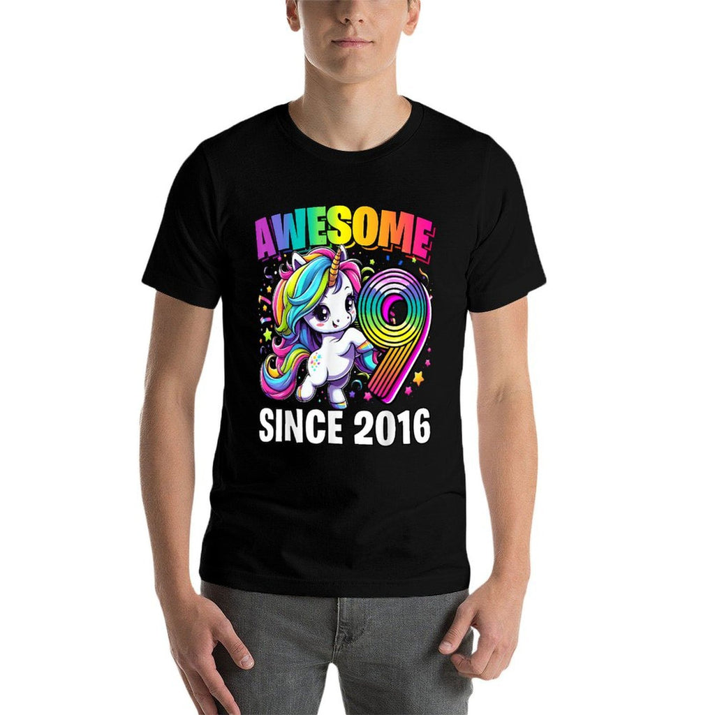 Unicorn 9th Birthday 9 Year Old Unicorn Party Girls Outfit  Moisture-wicking T-Shirt