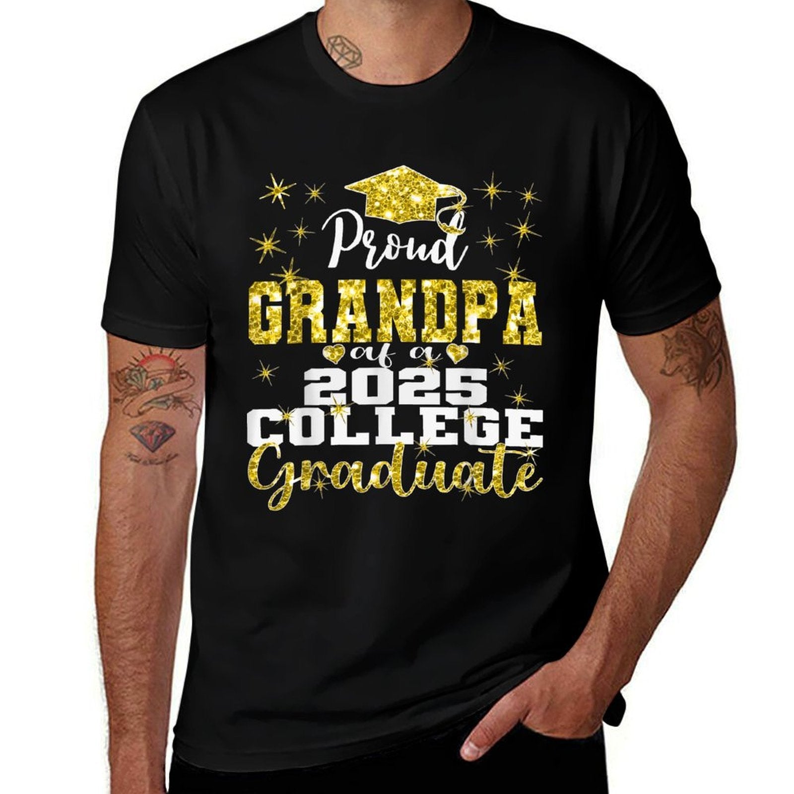 Proud Grandpa of 2025 College Graduate Family 25 Graduation  Vintage-inspired T-Shirt