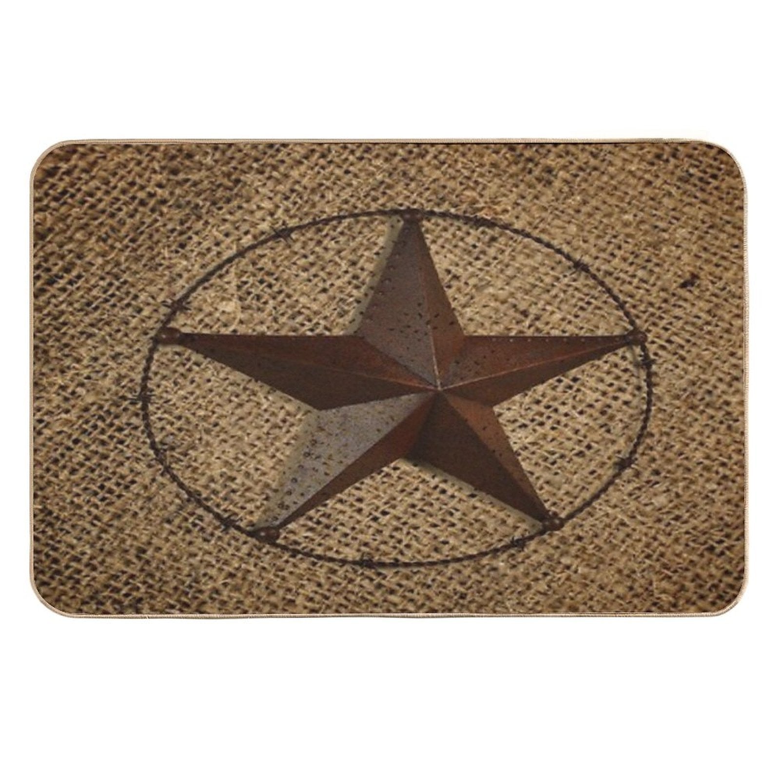 Rustic Western Country Burlap Star Durable Bath Mat