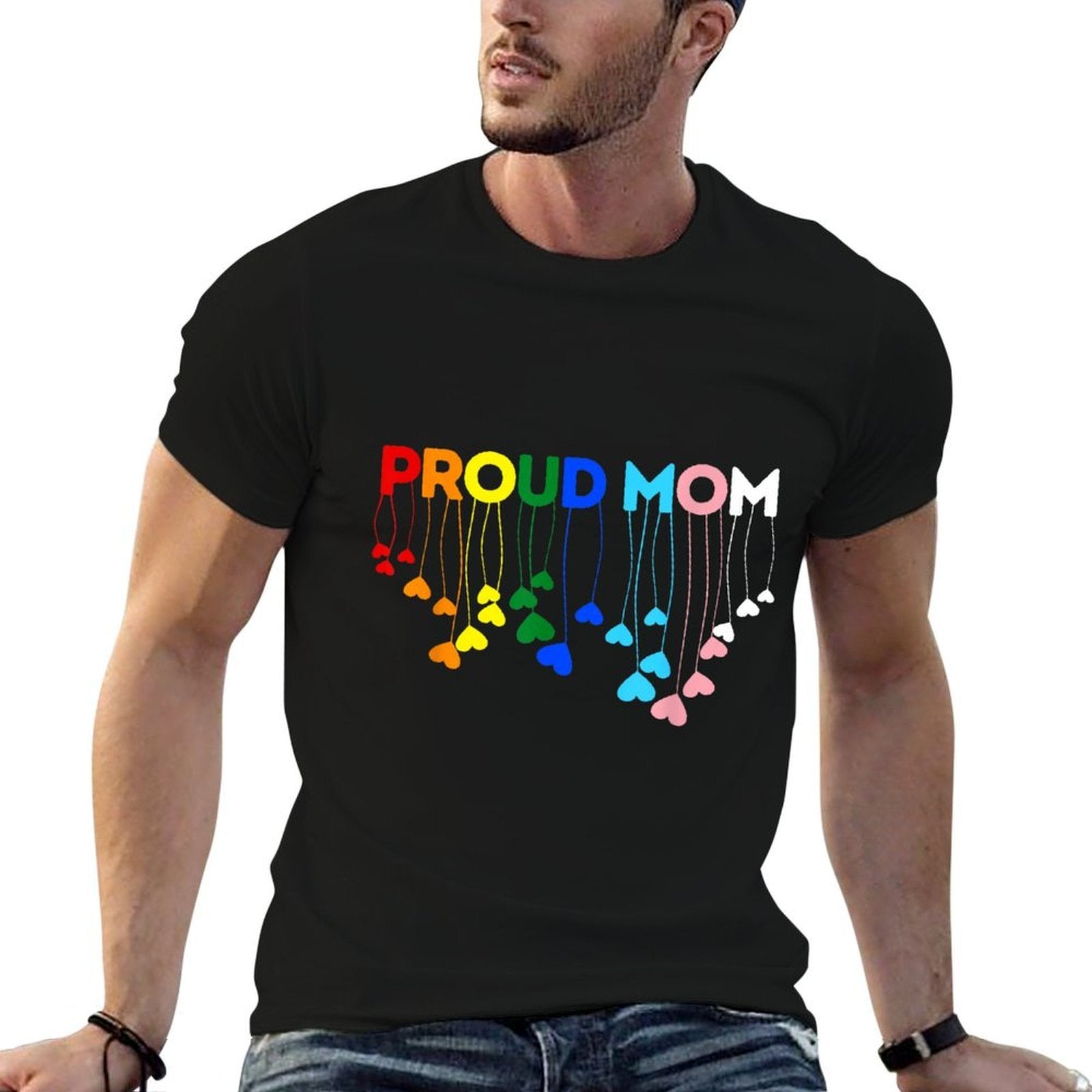 Proud Ally LGBTQ Transgender Proud Mom  Proud Trans Mom  Tagless Design T-Shirt