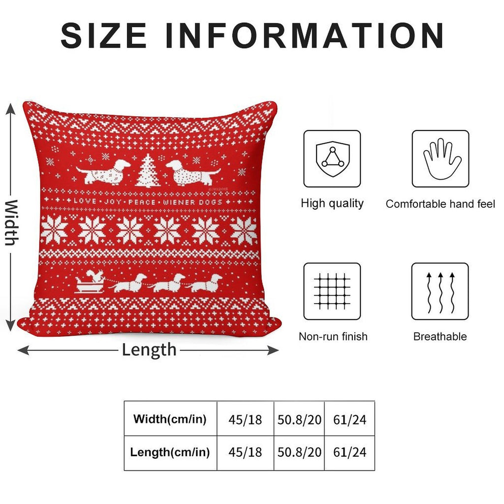 Dachshunds Christmas Sweater Pattern Soft Shrink-Resistant Throw Pillow