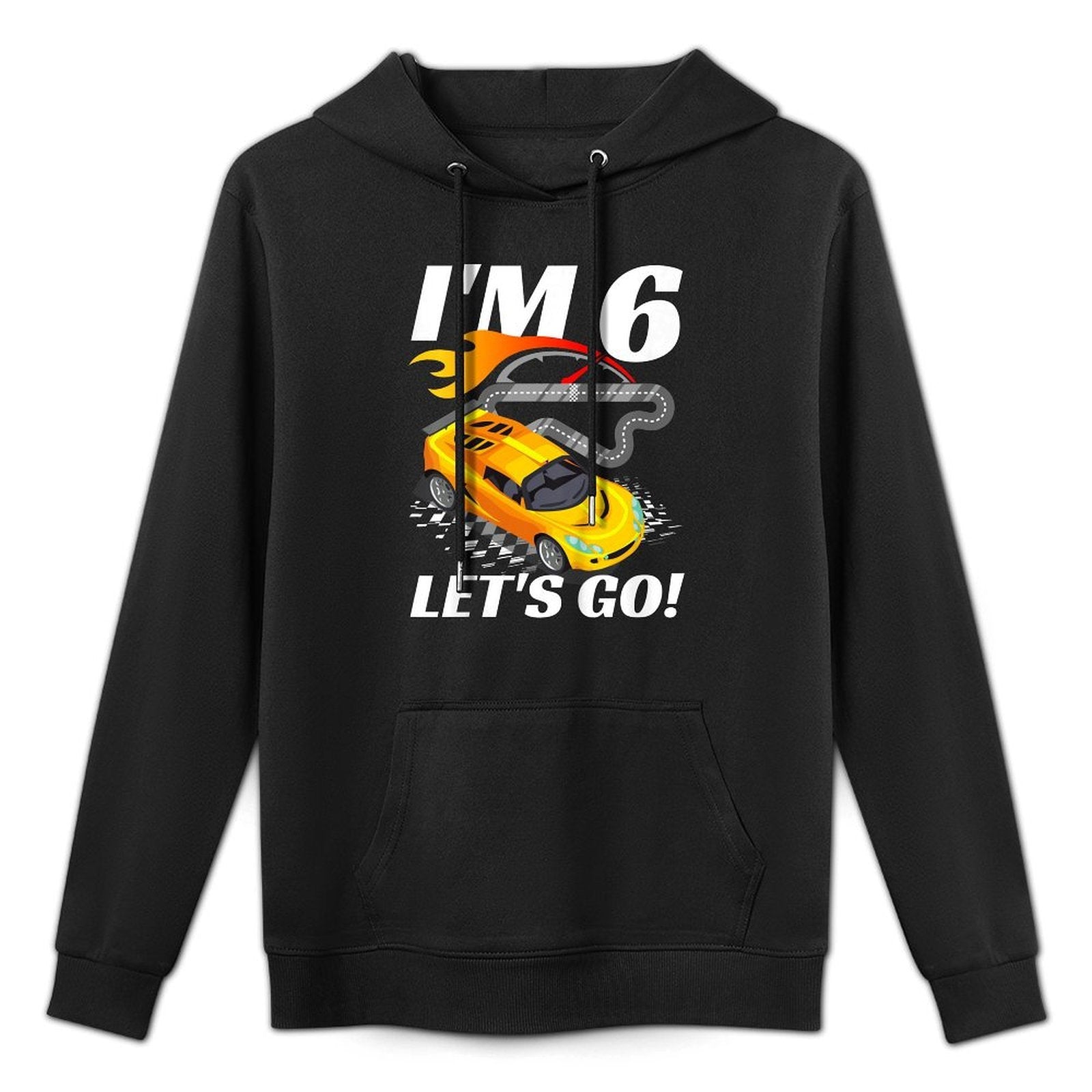 6 Year Old 6th Racing Racecar Birthday Party Boys Girls Adjustable Hood Hoodie