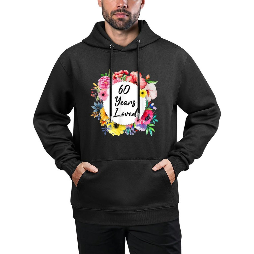 60 Years Loved, 60th Birthday Floral Adjustable Hood Hoodie