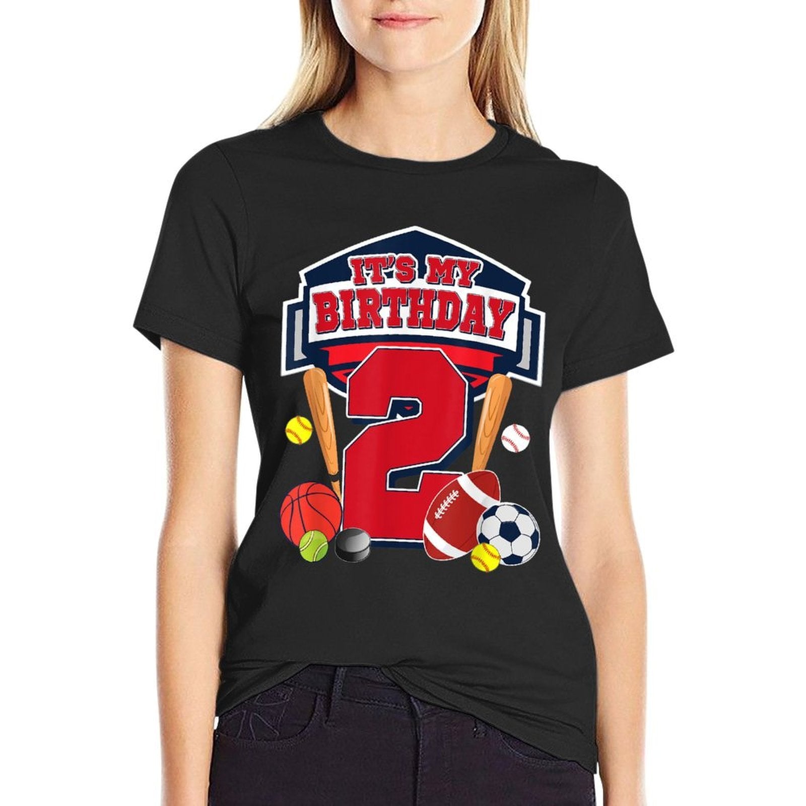 Sports Ball It's My 2nd Birthday Boy 2 Year Old Birthday  Lightweight T-Shirt