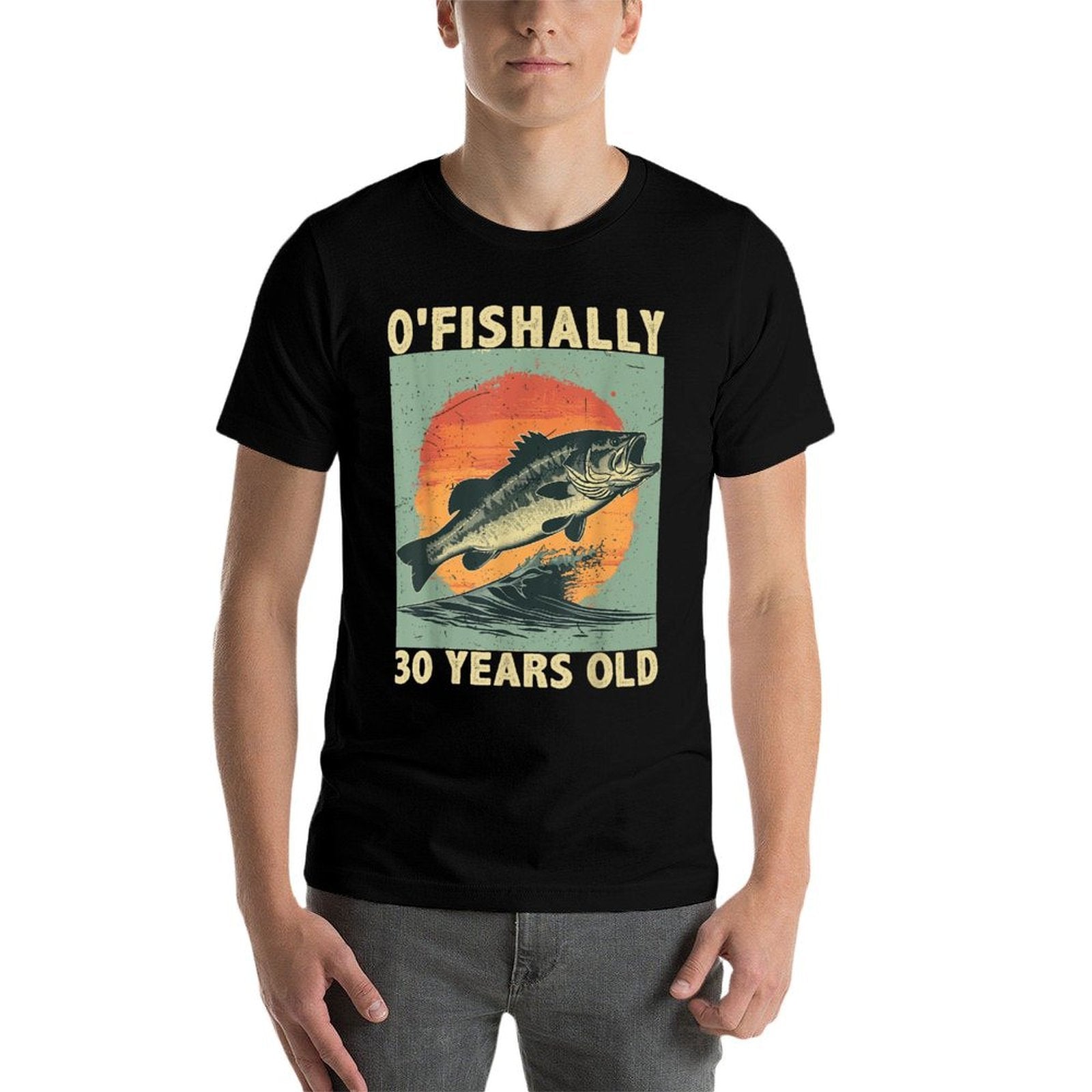Ofishally 30 Years Old 1995 Fishing Fisherman 30th Birthday  Heathered Texture T-Shirt