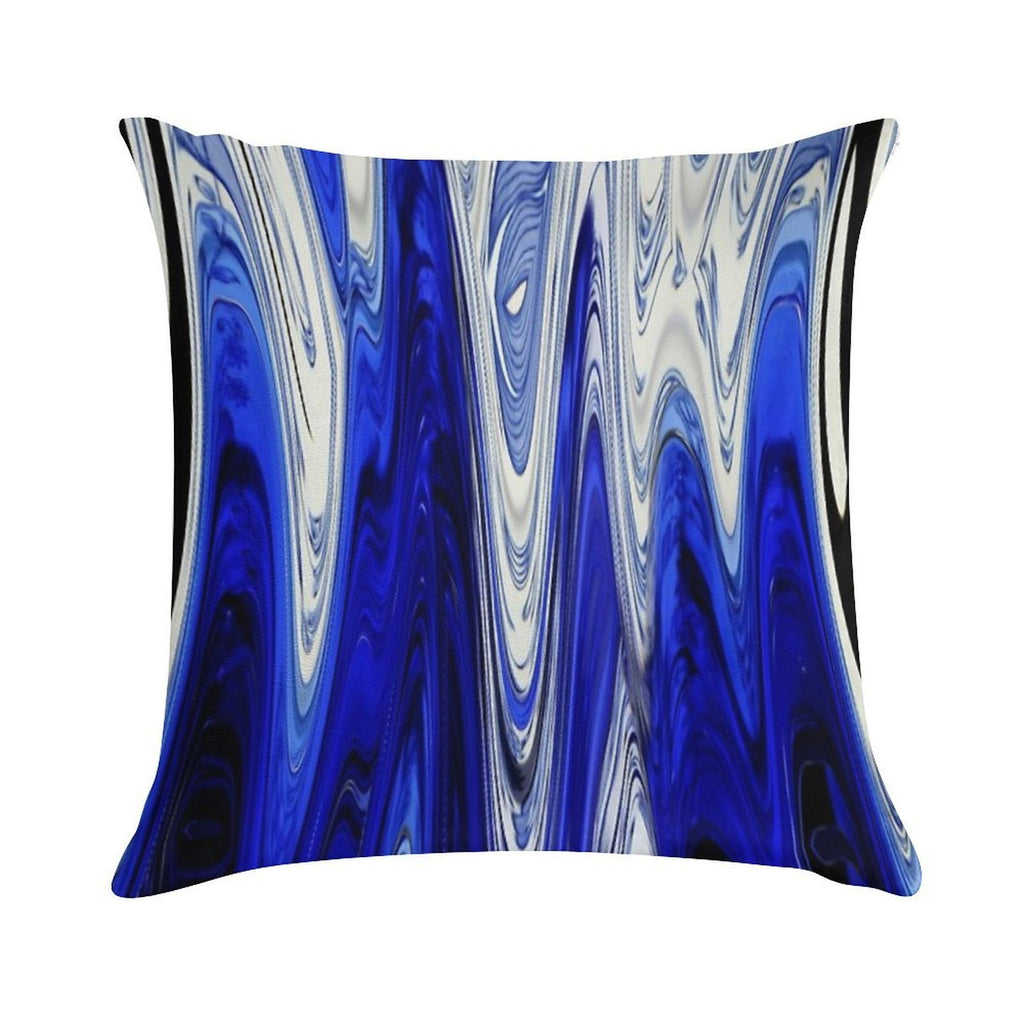 Zigzag Cobalt Blue Soft Skin-Friendly Throw Pillow