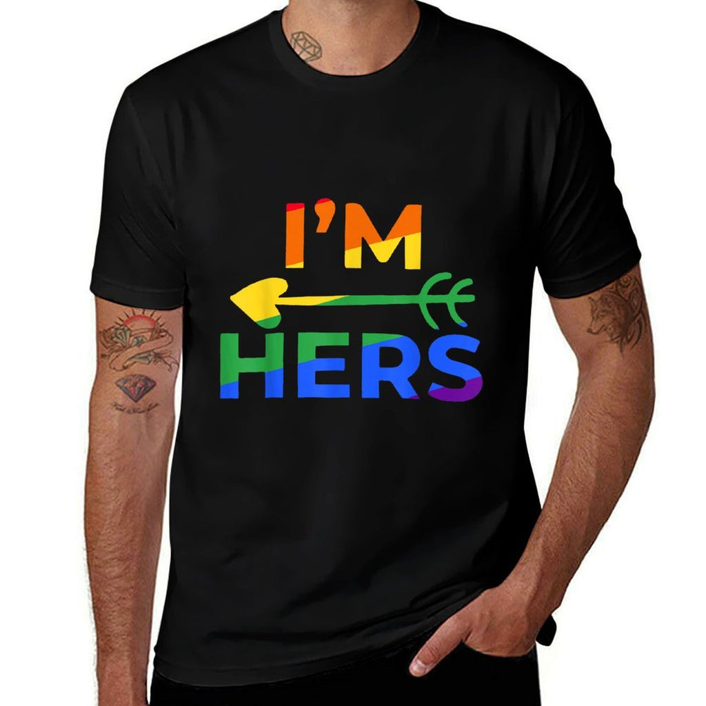 LGBT Gay Pride Im Her Shes Mine Lesbian Couple Matching  Oversized Silhouette T-Shirt