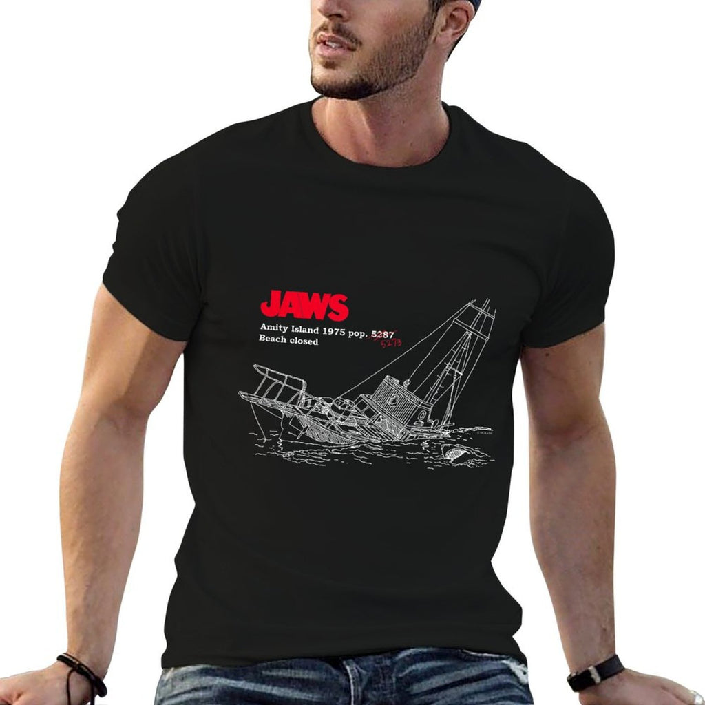 Jaws Amity Island Boat  Cotton T-Shirt