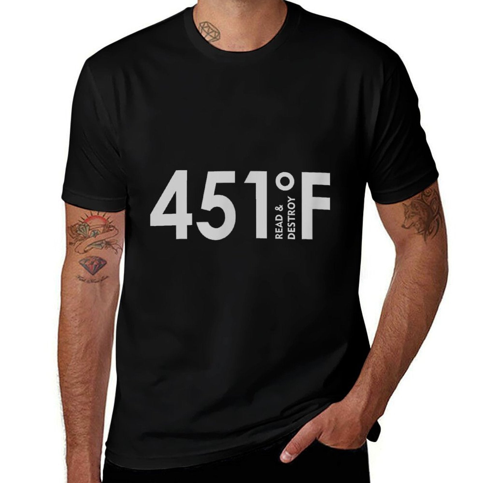 Genius7 Unisex-Adults Black Cotton 80 Polyester 20 Modern Small Fahrenheit 451 Literary Theme  Polyester Blend T-Shirt
