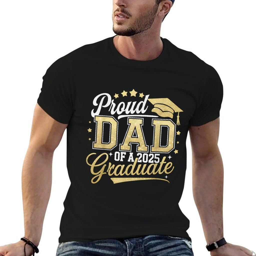 Proud Dad Of A Class Of 2025 Graduate Senior 25 Graduation  Ribbed Collar T-Shirt