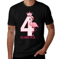 Kids I'M 4 Years Old Crown And Pink Flamingo I'M Four Years Old Premium  Heathered Texture T-Shirt