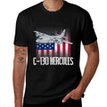 THE SALTY VETERAN C-130 Hercules American Military Airplane - Black, Unisex-Adults, Small,, Modern, Casual, Military, Independen  Easy-care T-Shirt