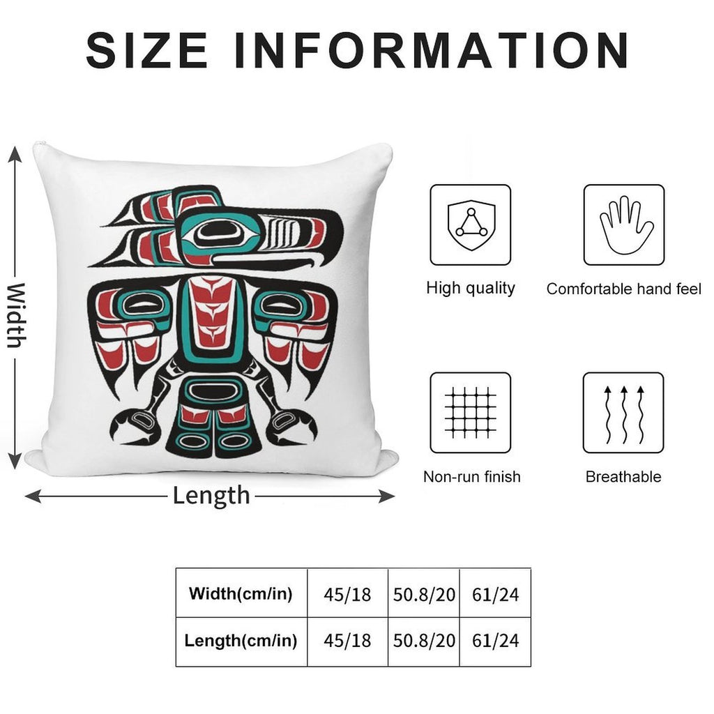 Haida Tlingit Native Raven Totem Soft Style Accent Throw Pillow