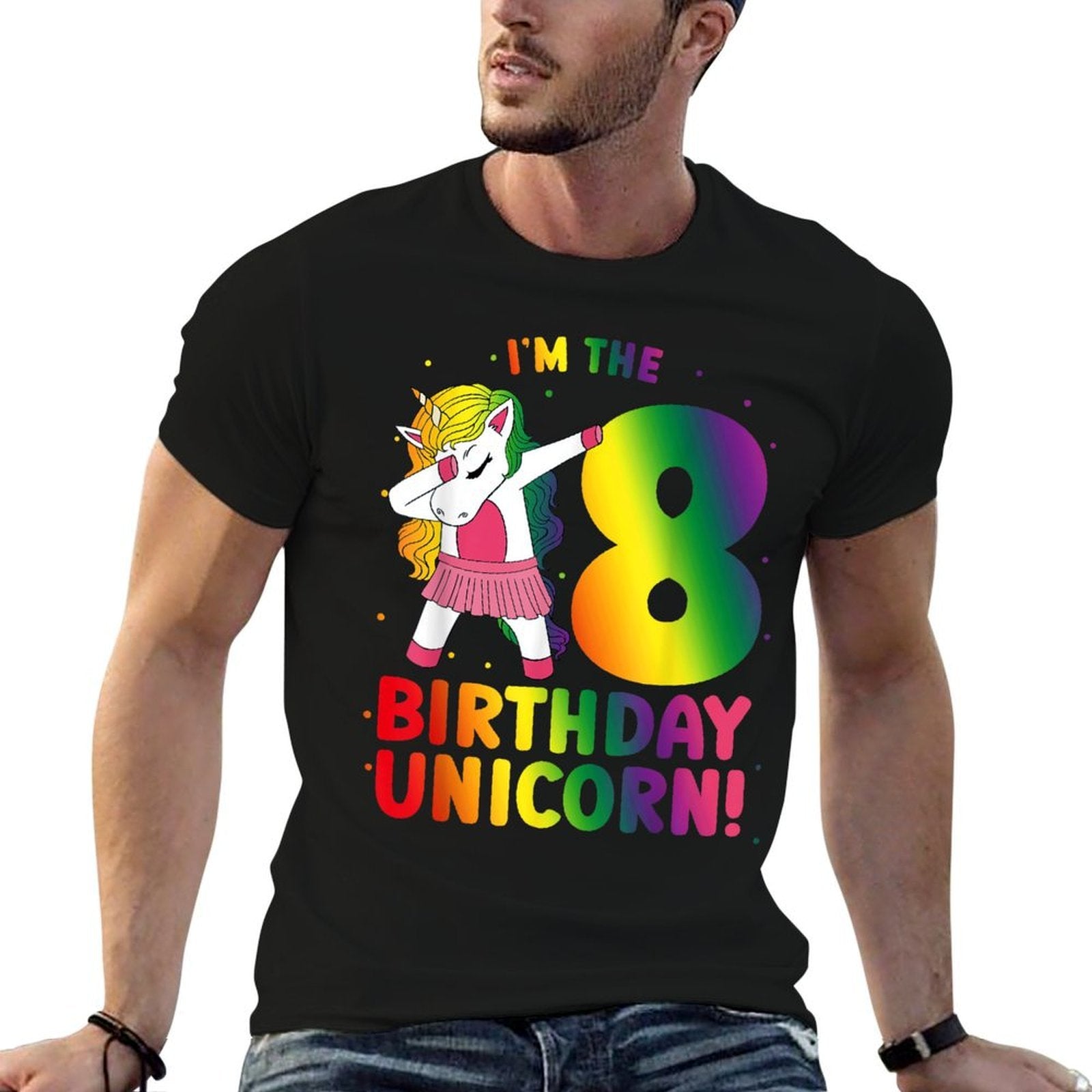 Eighth Birthday Unicorn 8th Birthday Eight Years Old  Stretchy T-Shirt