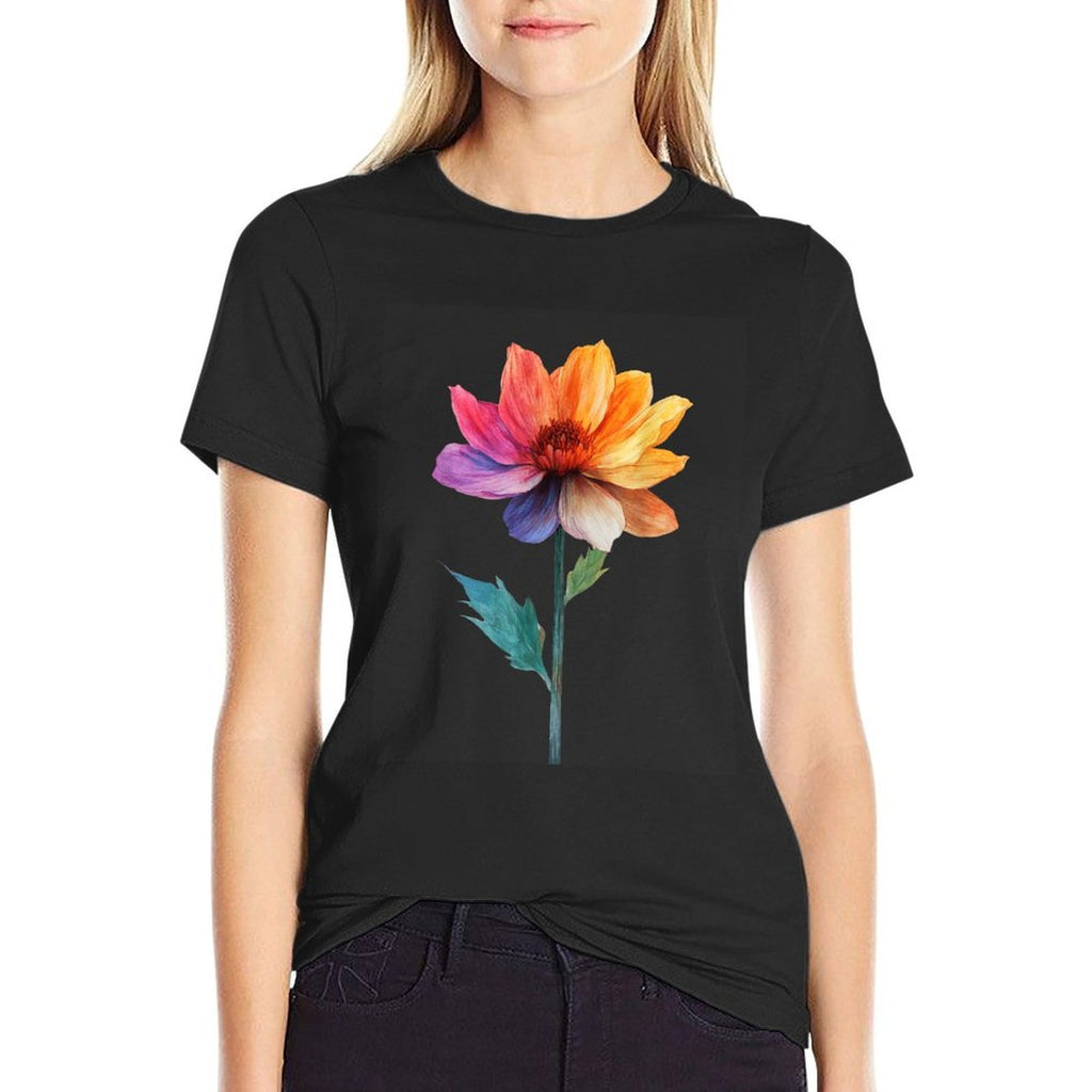 Vibrant Watercolor Flower Botanical Design  Slim-fit Cut T-Shirt