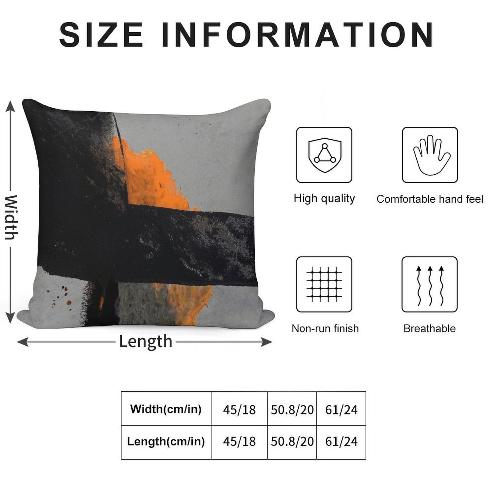 Minimal Orange on Black Soft Anti-Pilling Throw Pillow