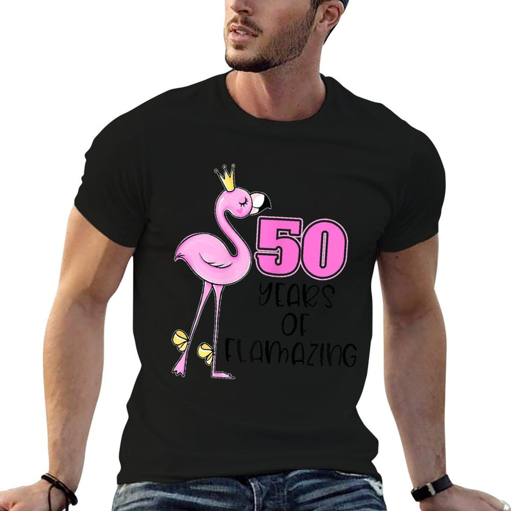 50 Years Of Flamazing Flamingo Design Beach 50th Birthday  Breathable T-Shirt