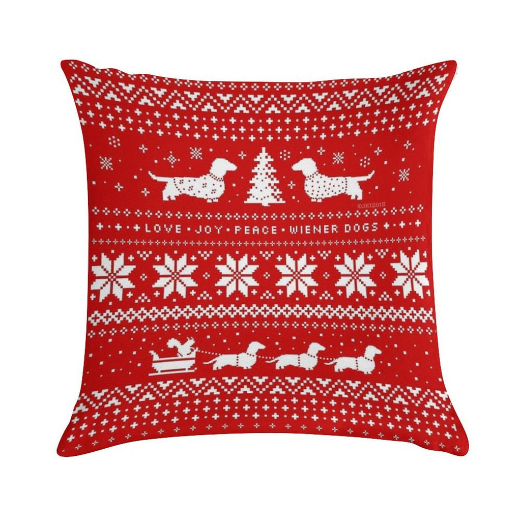 Dachshunds Christmas Sweater Pattern Soft Shrink-Resistant Throw Pillow