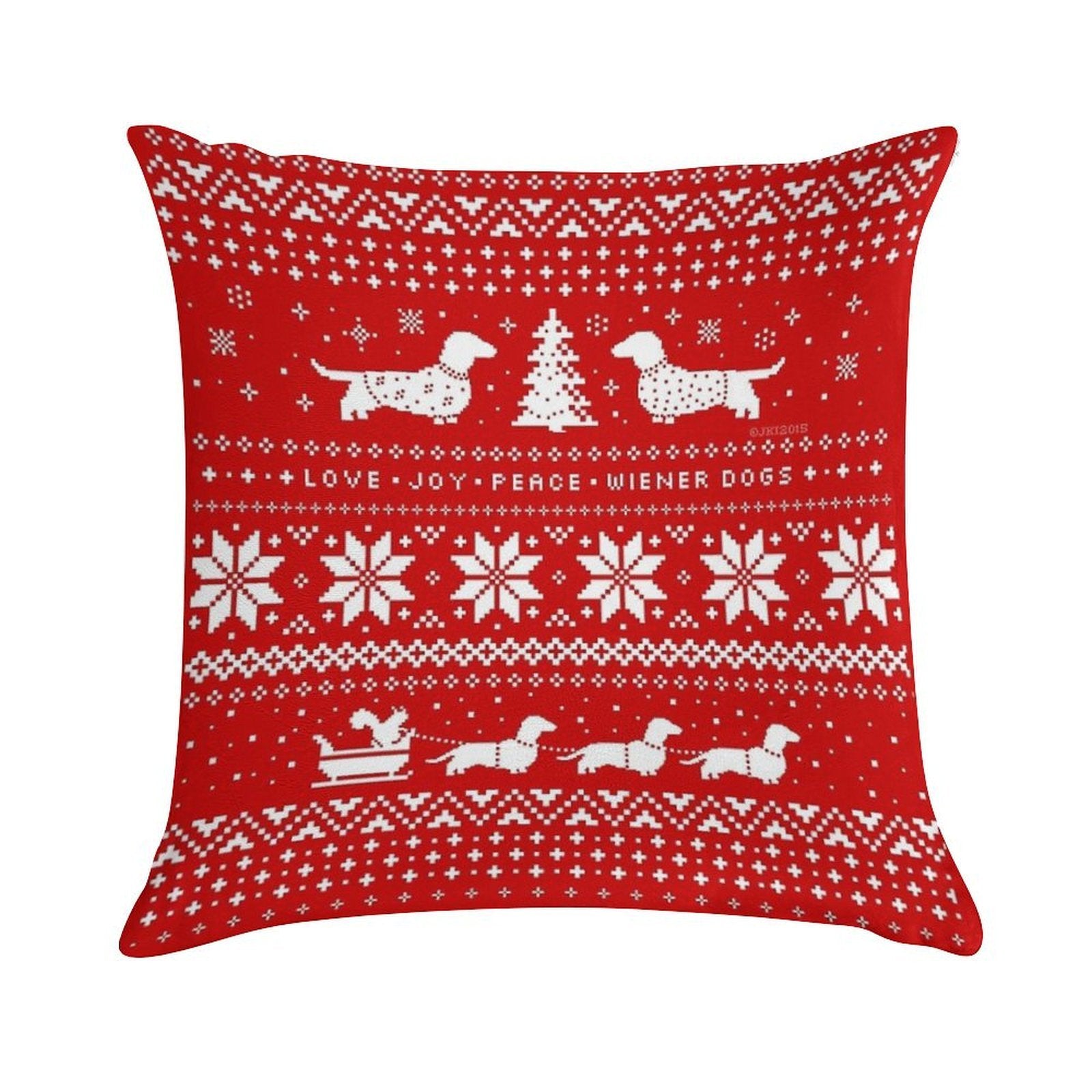 Dachshunds Christmas Sweater Pattern Soft Shrink-Resistant Throw Pillow