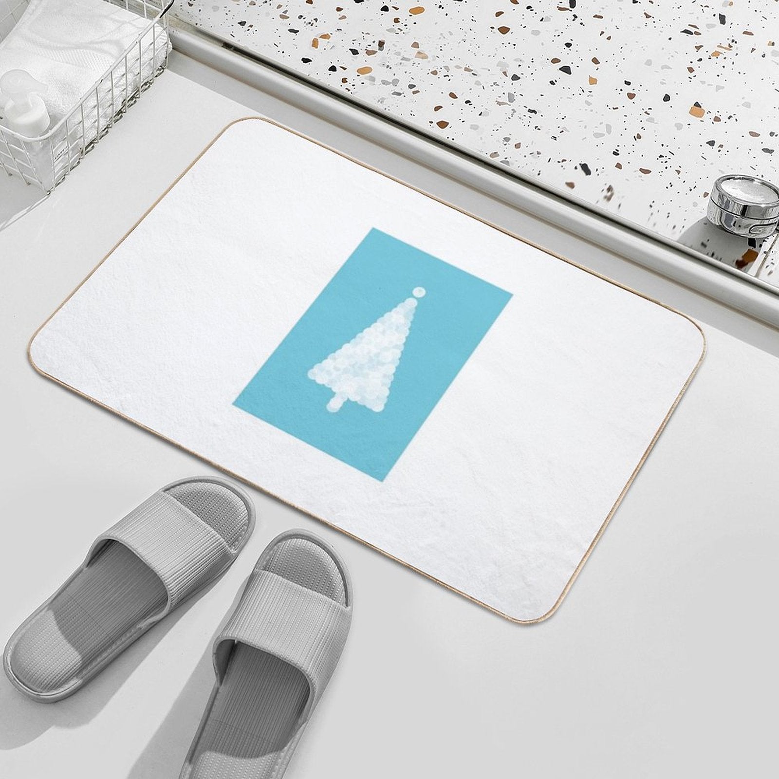 Circles of Fun -  White Christmas Tree  Odorless Bath Mat