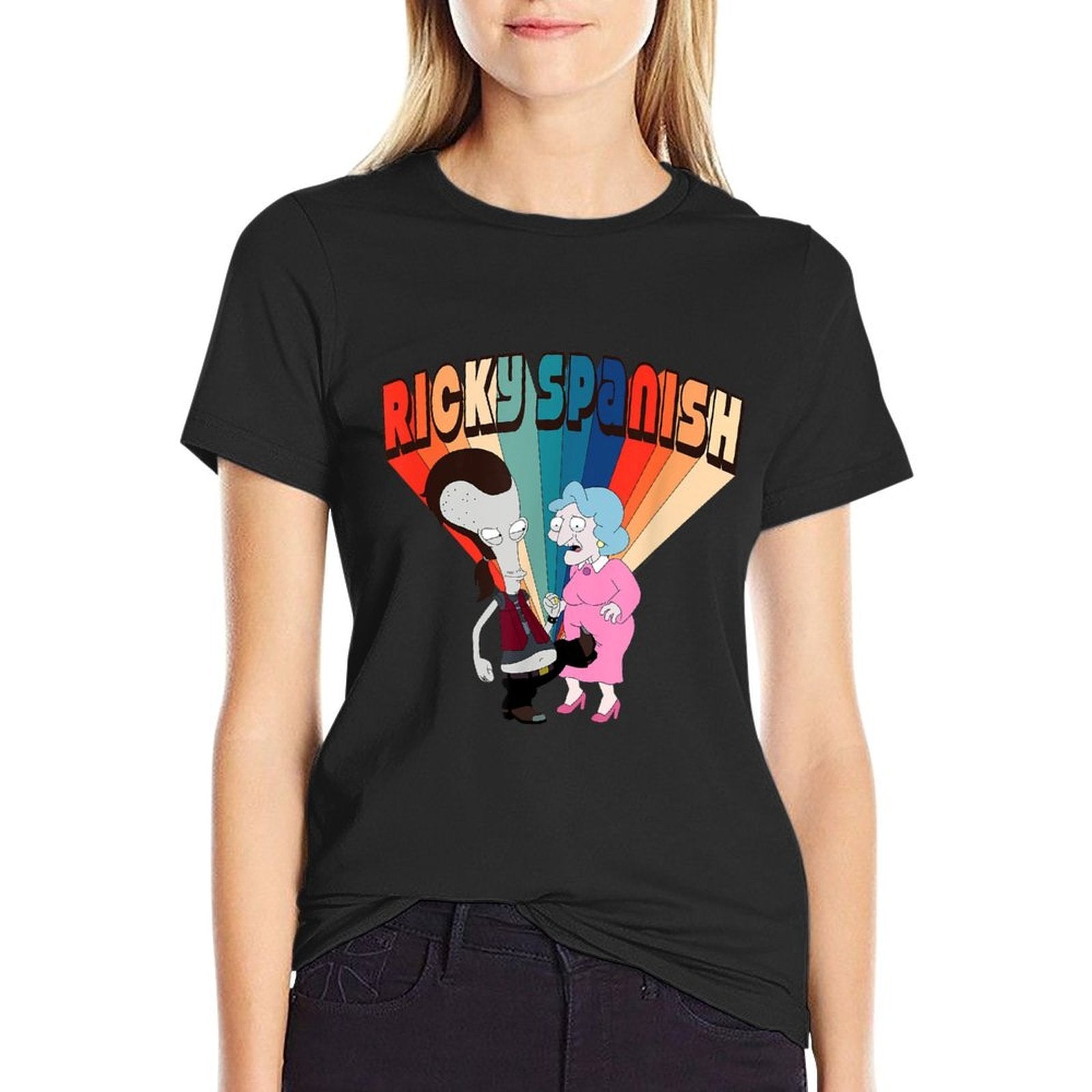 American Dad Ricky Spanish Rainbow Logo Cartoon  Vintage-inspired T-Shirt