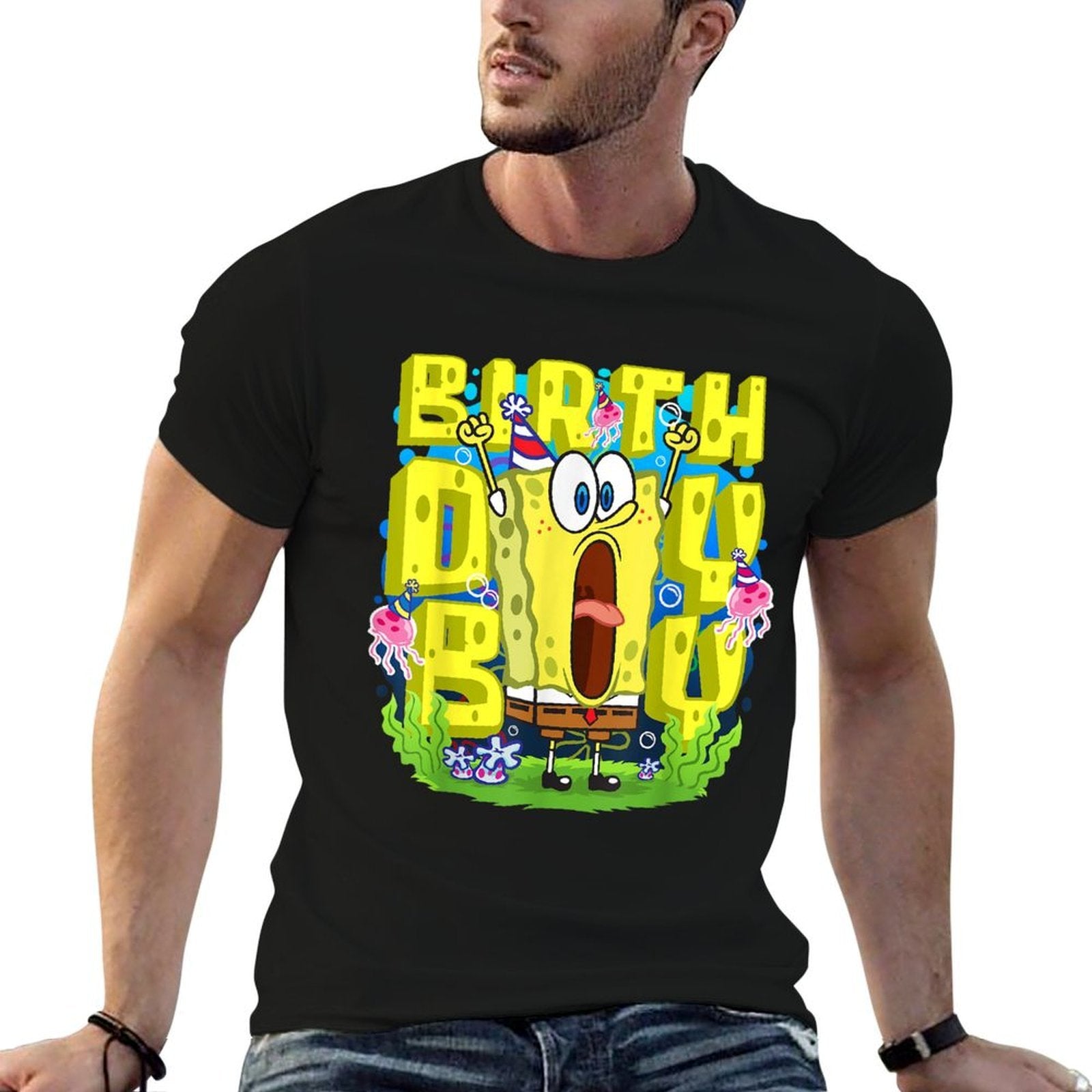 Mademark X SpongeBob SquarePants - SpongeBob SquarePants Birthday Boy Funny Boys Birthday  Heathered Texture T-Shirt
