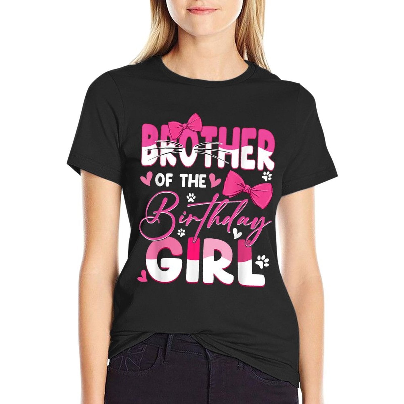 Brother Of The Birthday Girl Cat Kitty Family Matching  Durable T-Shirt