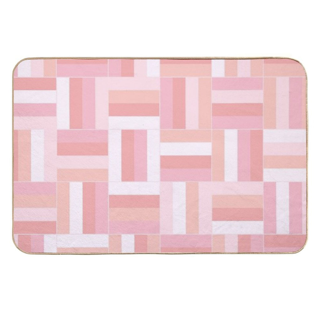 Pink Vibes Basketweave Pattern  Long-Lasting Bath Mat