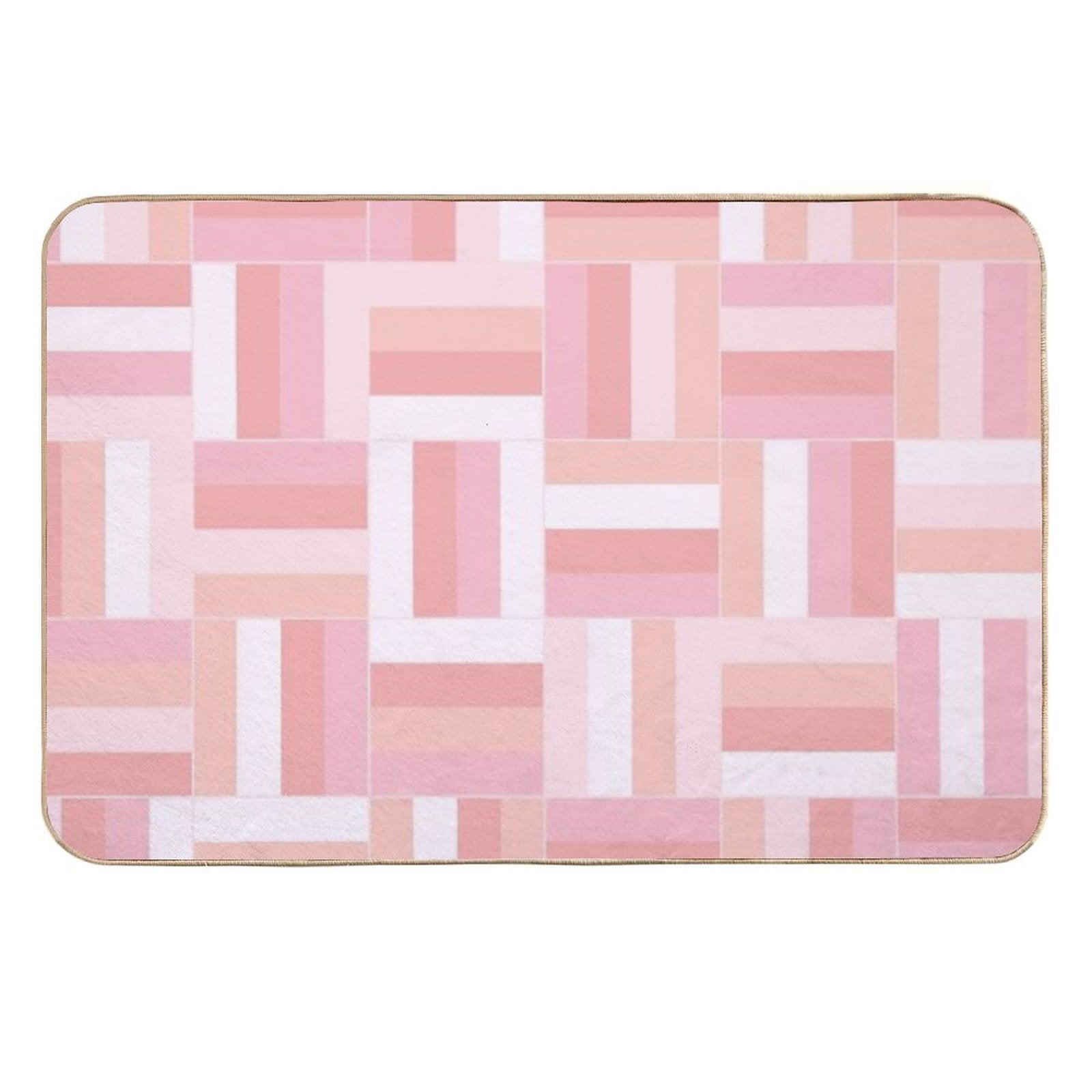Pink Vibes Basketweave Pattern  Long-Lasting Bath Mat